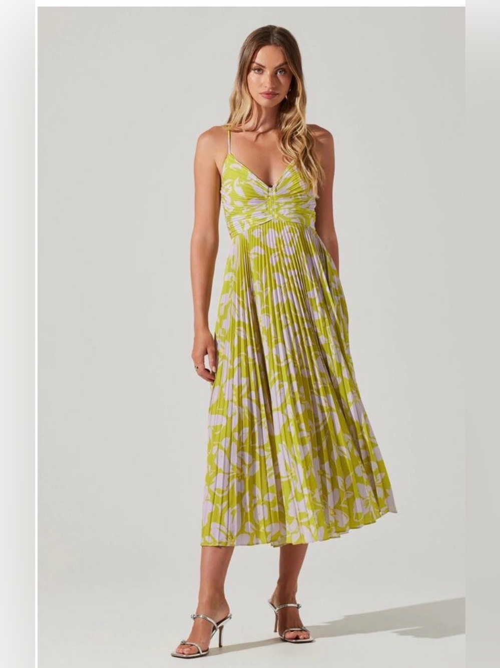 ANTHRPOLOGIE ASTR THE LABEL BLYTH VNECK PLEATED MIDI DRESS GARDEN PARTY WEDDING